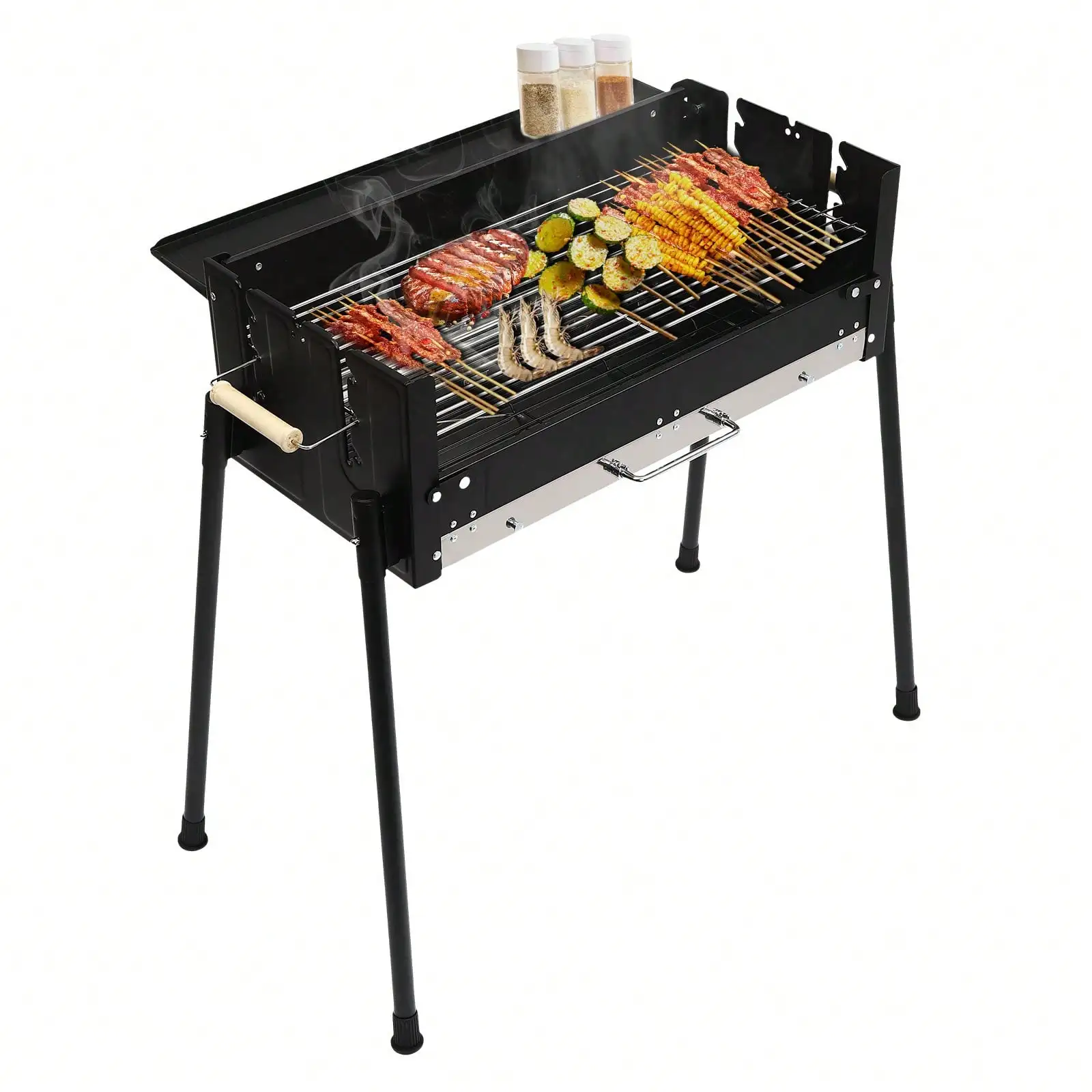 Barbecue Charcoal Grill Stainless Steel Folding Portable BBQ Tool Kits For Outdoor Cooking Camping Hiking Picnics Tailgating Backpacking Or Any Outdoor Event