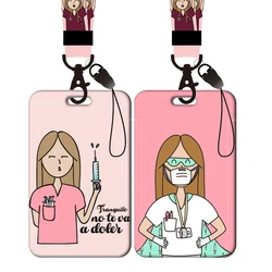 Nurse Creativity Card Holder Lanyards for Keychain Doctor Card Holders Neck Strap Hospital Door Badge Holder Pink