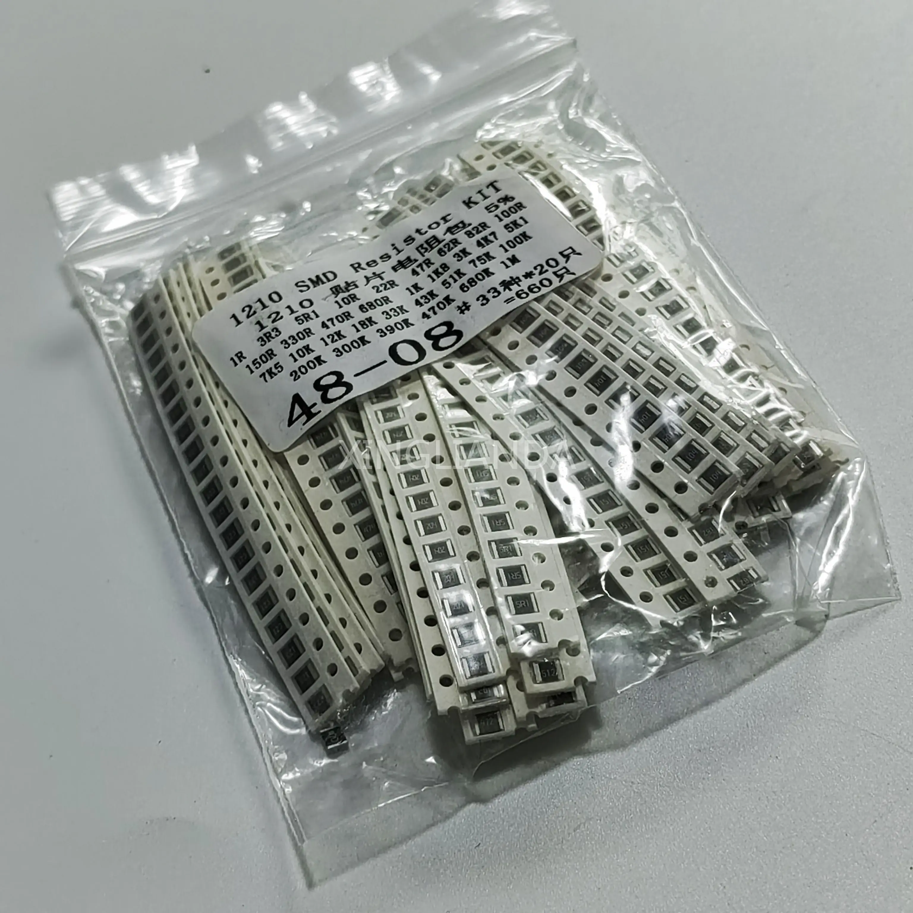 SMD 저항기 팩 모듬 키트, 칩 저항기, DIY 전자 저항기, 660PCs/세트, 1210 33 값 * 20PCs, 1R-1M OHM 33 값 * 20PCs
