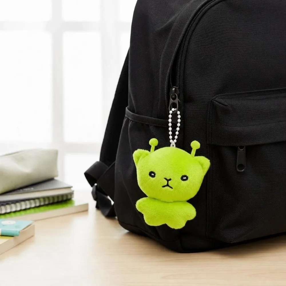 Cartoon-Plüsch-Rucksackanhänger, Mini-Handyband, Kawaii-Stil, süßer Stern-Alien-Katzen-Schlüsselanhänger, Taschendekoration – Detail 7