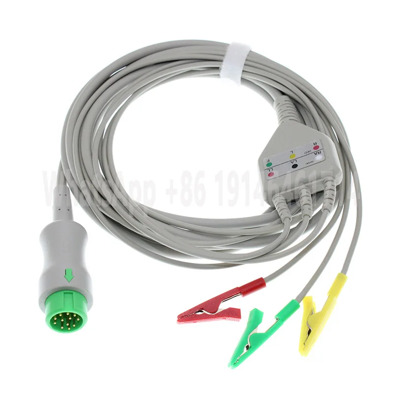 ECG 3/5 Lead One-Piece EKG Cable and Electrode Leadwire for Mindry Beneview T5 T8 PM5000 PM6000 iPM12 Beneheart D6 Monitor.