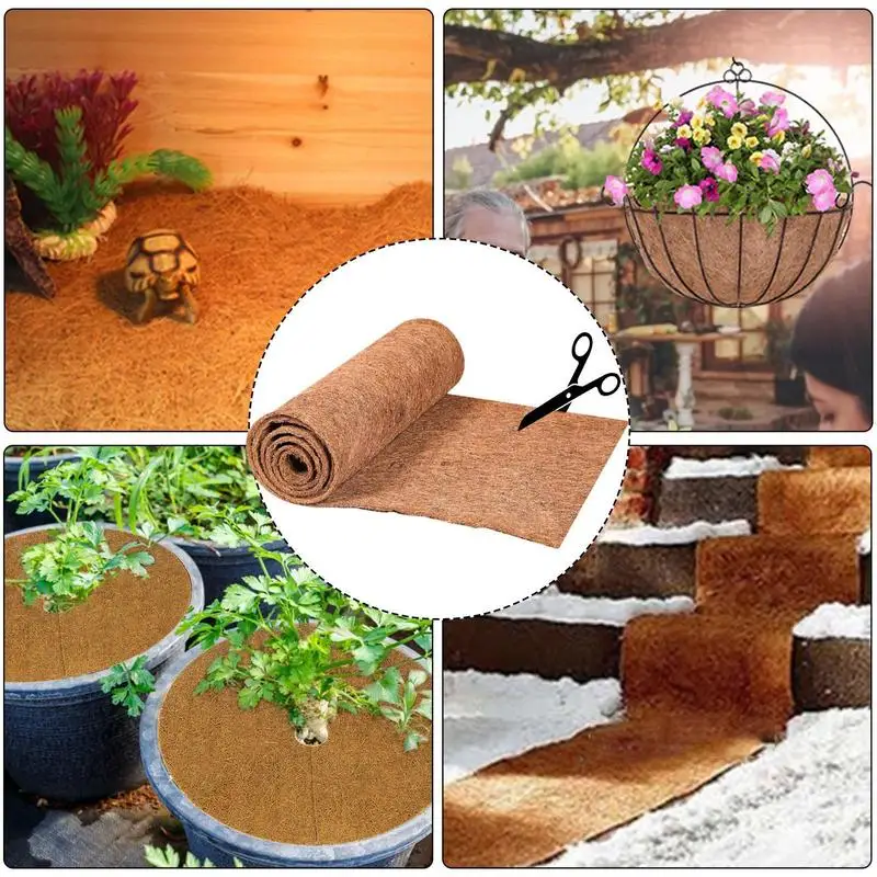 Coconut Fiber Pad Natural Reptile Carpet Mat Reptile Bedding Supplies Insulation Flowerpot Basket Coconut Coir Liner Sheet Coco