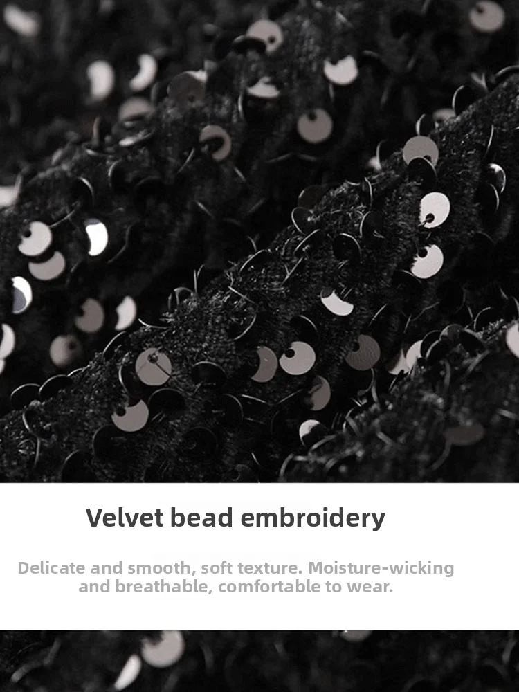 Gonna a coda fi con paillettes in velluto La Chapelle Gonna da donna autunno inverno Ele a vita alta di media lunghezza con diamanti scintillanti