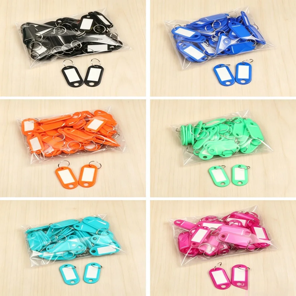 50 Stück Plastik-Schlüsselanhänger mit Etikettenfenster, DIY-Schlüsselanhänger-Set, Gepäckanhänger zur Nummernkennzeichnung für Hotel- und Kofferschlüssel, Farben – Detail 5