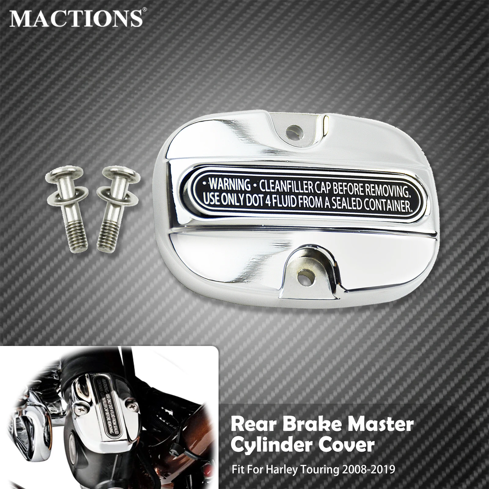 Motorcycle Chrome Rear Brake Master Cylinder Cover For Harley Touring Electra Street Glide Road King FLTRX Ultra Limited 2008-18