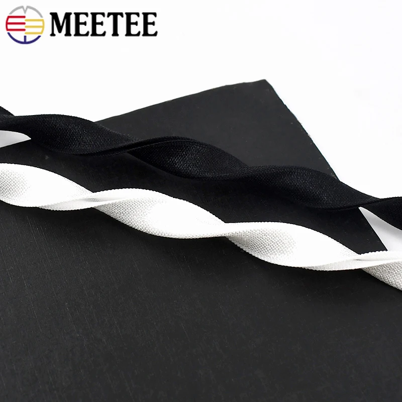 10 metri Meetee 10-25mm Balck Spandex Fold Over morbido elastico intimo cintura in gomma tracolla accessorio per cucire fai da te