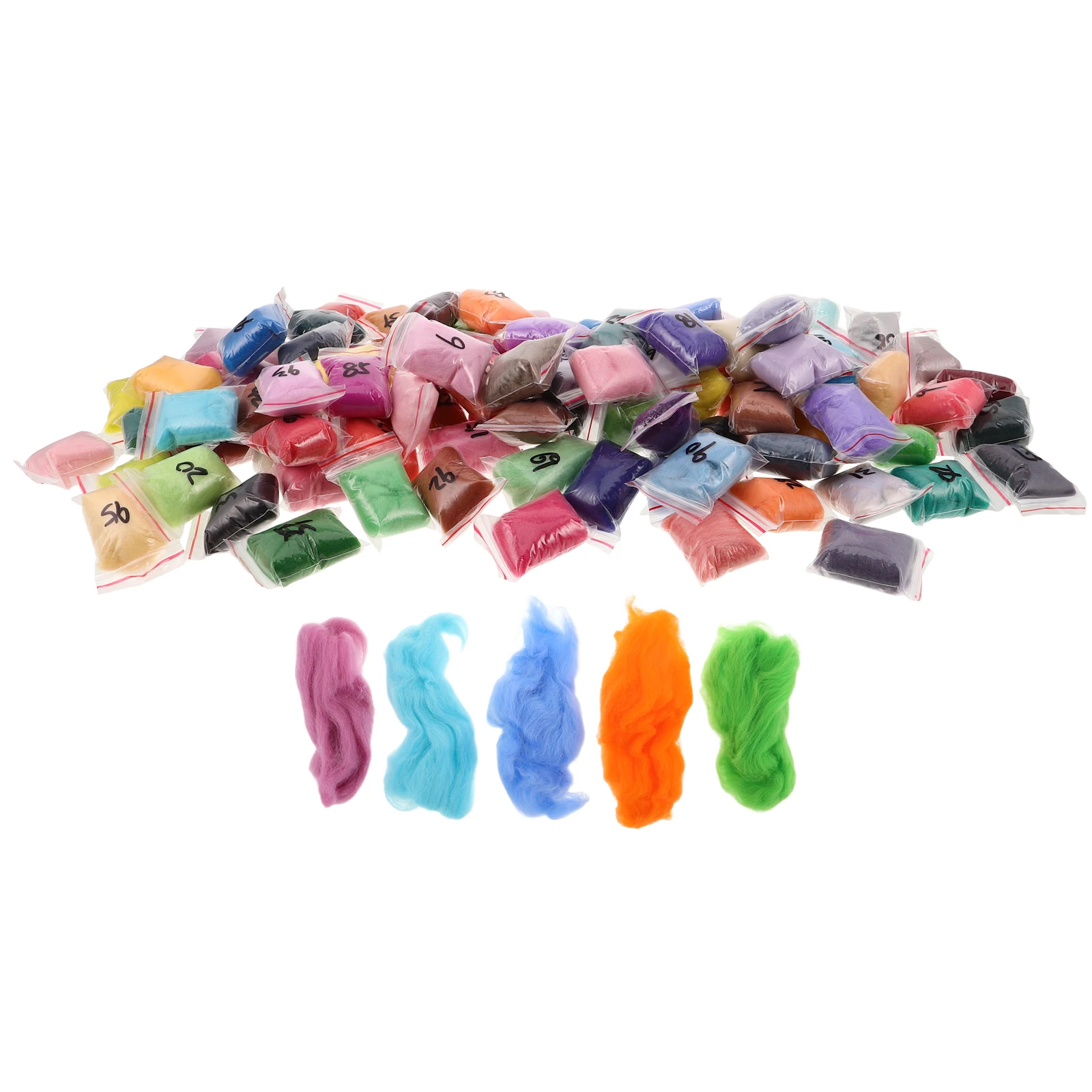 

100pcs Wool Roving For Needle Felting Crafts Diy Colored Soft Yarn Material Beginner Friendly Felting Wool Kit Handmade