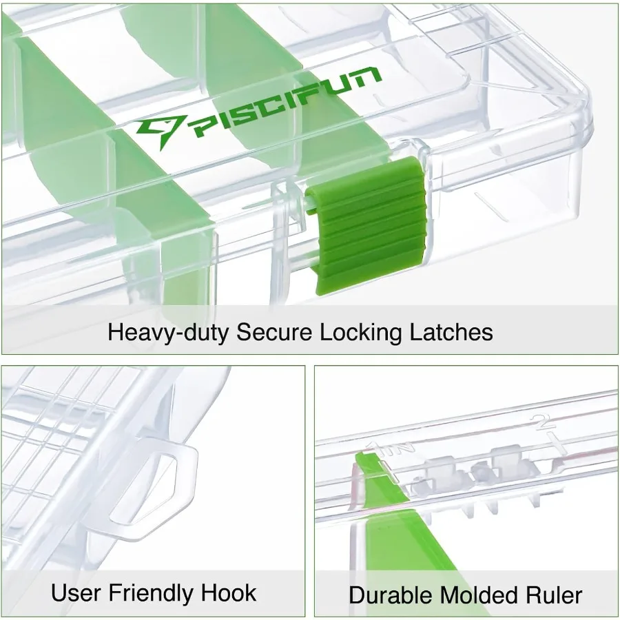 صناديق أدوات صيد السمك مع ملصقات مقاومة للماء وفواصل قابلة للإزالة لتنظيم الطعم حاوية تخزين بلاستيكية شفافة خالية من مادة BPA