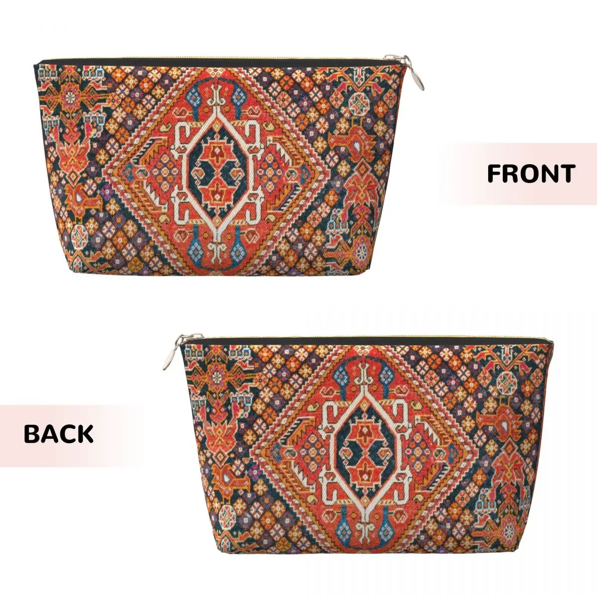 Custom Antique Persian Tribal Turkish Kilim Toiletry Bag Bohemian Ethnic Art Cosmetic Makeup Organizer Lady Beauty Storage