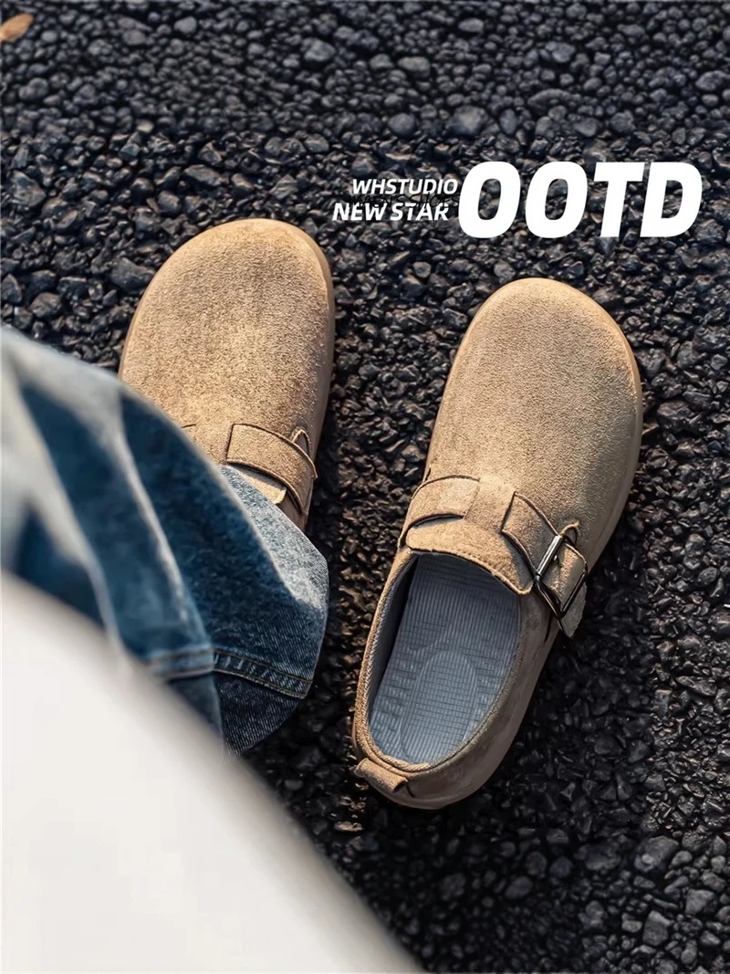

Men's 2026 Summer New Flip Leather Slip-On Soft Bottom Driving Commuting Casual Shoes Breathable round Toe Thick ...