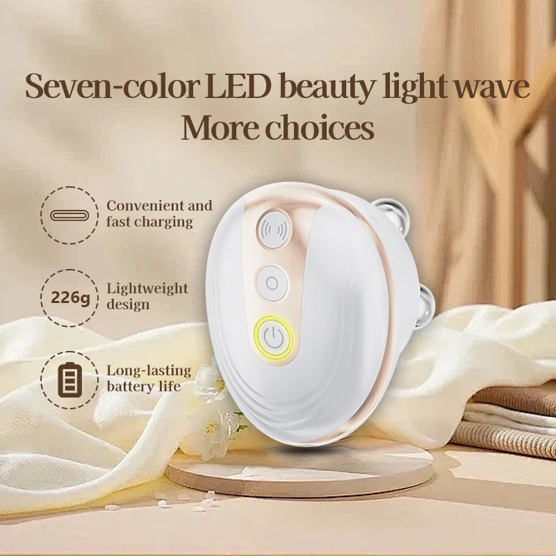 Electric Beauty Massage Device with 7 Colors Light Therapy & EMS Microcurrent Massager for Face and Body