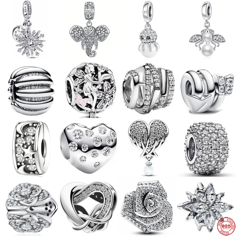 

Новый стерлингового серебра 925 пробы для мальчиков и девочек, семейный замок на дереве, сердце, снежинка, перья, бусины, подходят для оригинального европейского браслета, подвеска «сделай сам»