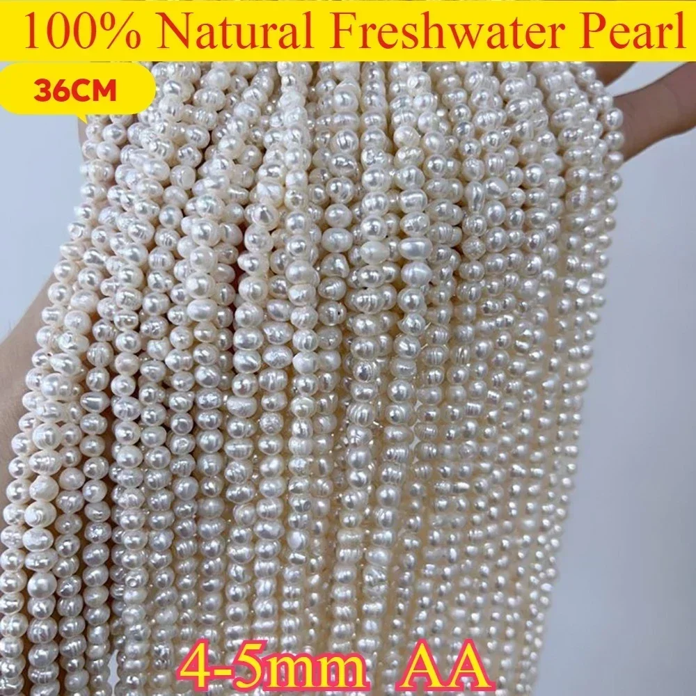 4-5 مللي متر AA جودة عالية لؤلؤ المياه العذبة الطبيعية لكمة فضفاض الأبيض الأرجواني حبة DIY بها بنفسك أنيقة قلادة سوار صنع المجوهرات