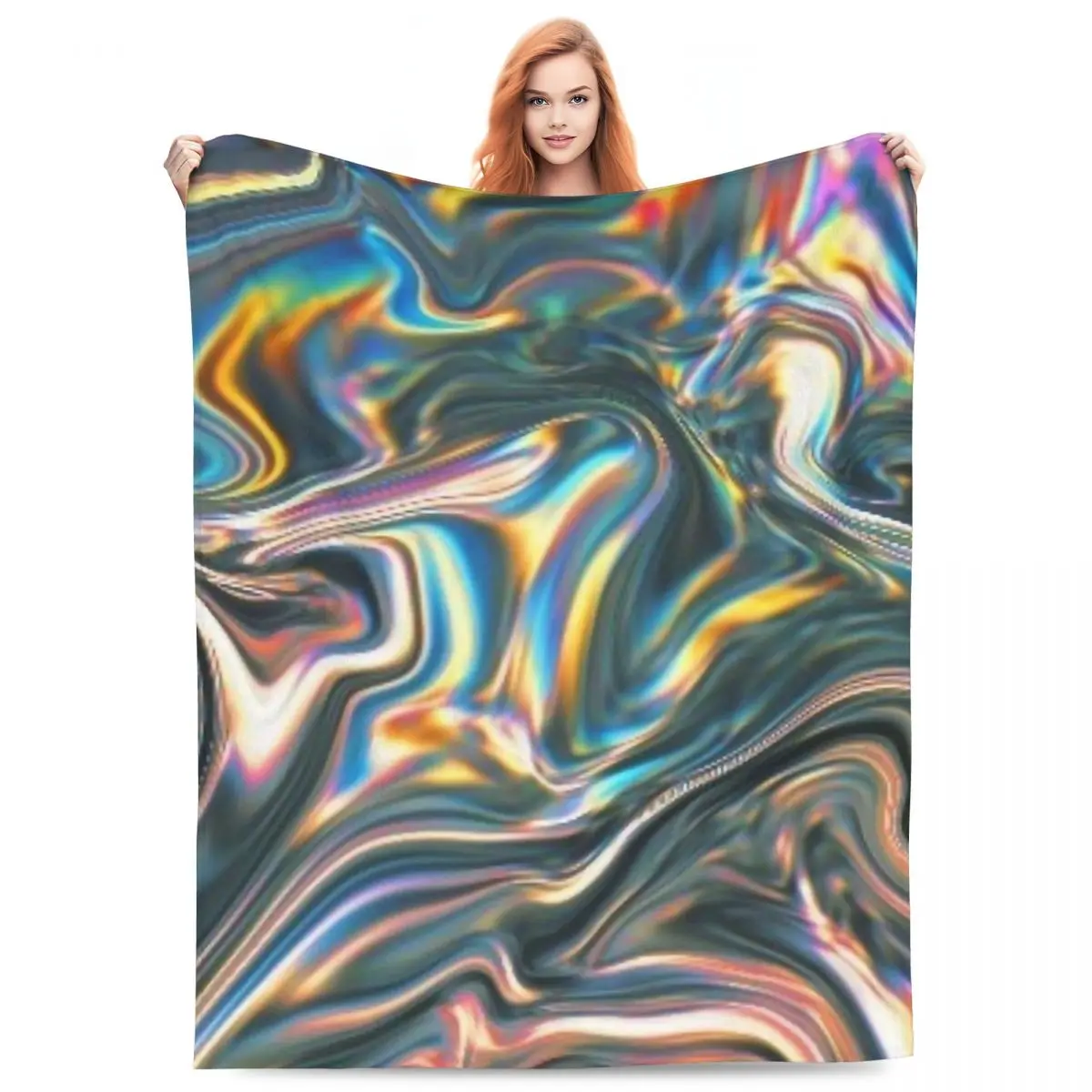 

Holographic Metallic Rainbow Blankets Flannel Sofa Warm Throw Blankets for Couch Bedding Office Throws Bedspread Quilt
