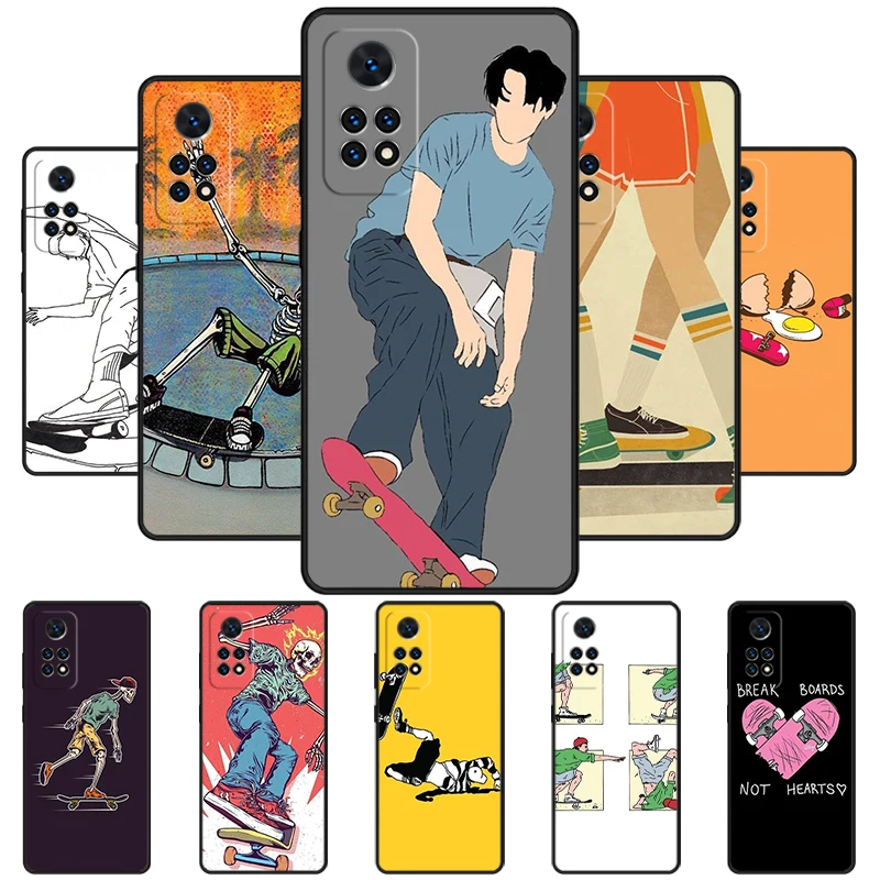 Skateboarding Skater Phone Case For Redmi Note 11 EPro 11S 10T 9S Promax 8 Pro Xiaomi Mi 11 12X 12S Ultra Cover