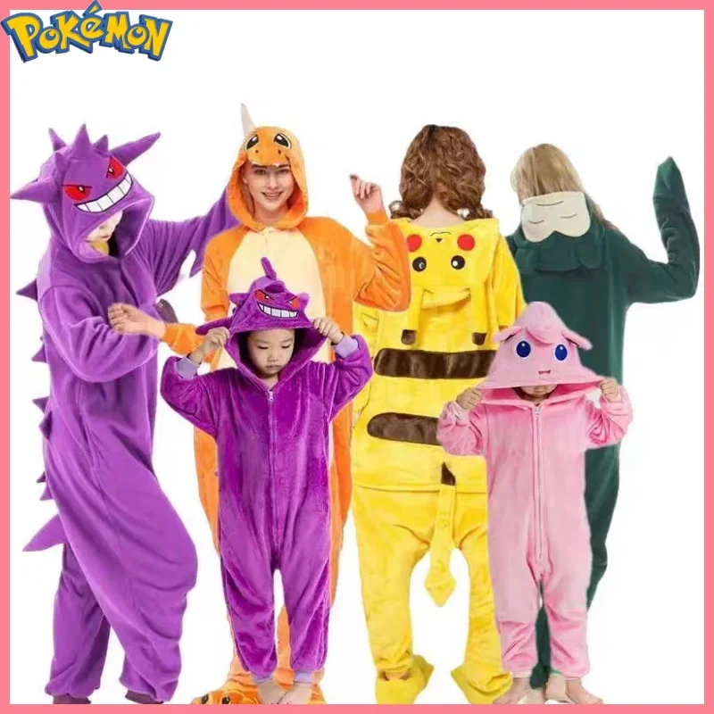 New Pokemon Gengar Snorlax Costume Adult For Adolescent Clothing Pika Halloween Cosplay Adult Full Body Pijama Christmas Anime