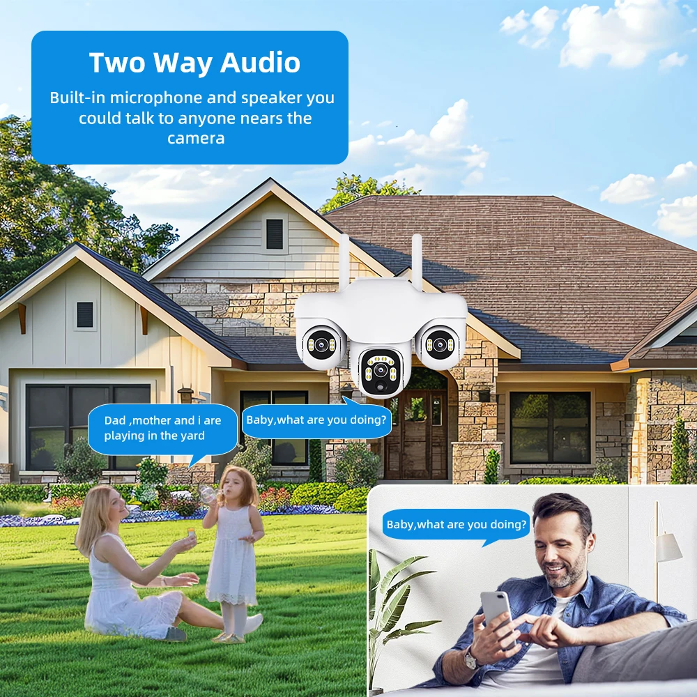 V380 PRO 15MP PTZ Triple Lens10X Zoom cámara Solar al aire libre Triple pantalla 4G seguimiento automático cámara CCTV inalámbrica inteligente impermeable