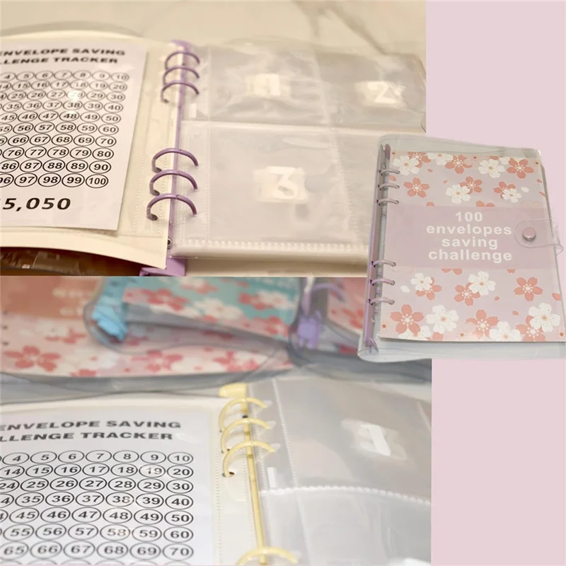 A19E-100 Envelope Challenge Binder Fun Way To Save 5,050 - Savings Challenges Binder, Budget Binder With Cash Envelopes