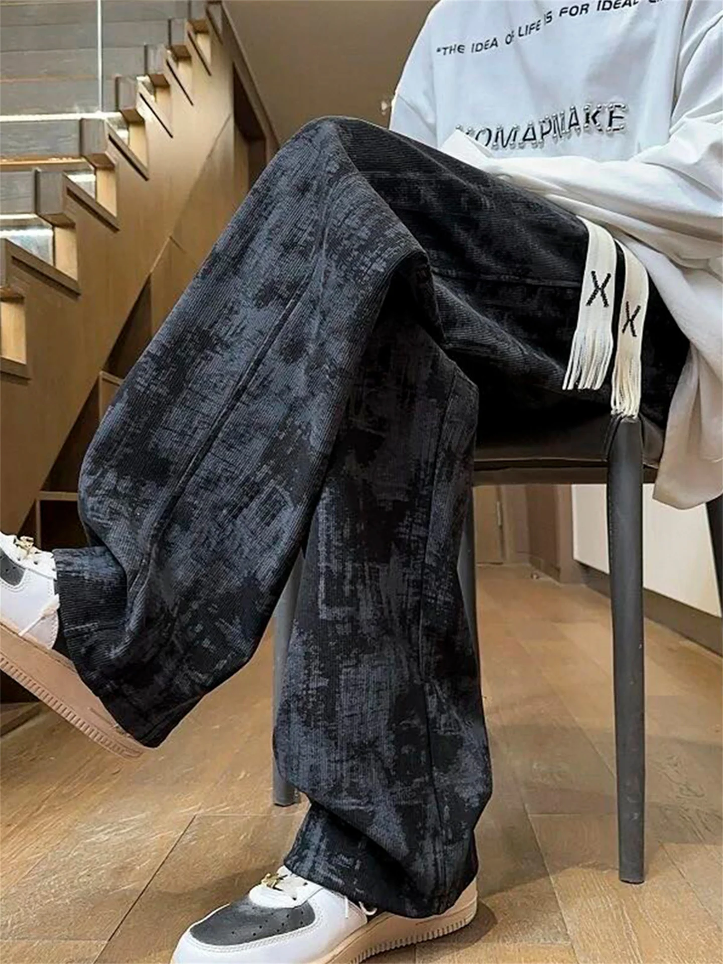 

American Dyed Corduroy Men's Straight Leg Loose Fit Casual Trousers Trendy Brand Youthful Sle Summer Seasonal Wear