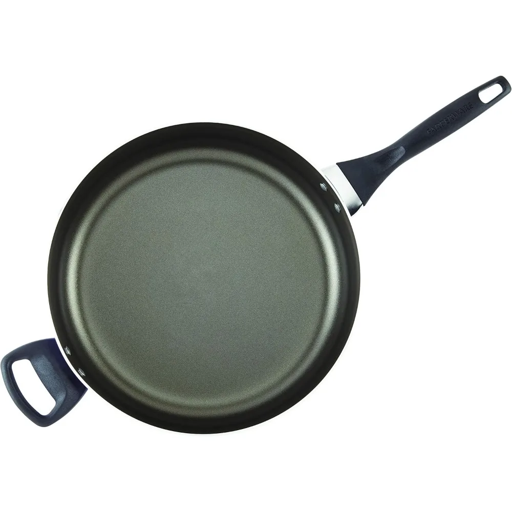 Dishwasher Safe Nonstick Jumbo Cooker/Saute Pan with Helper Handle -Aluminum, 6 Quart, Blue