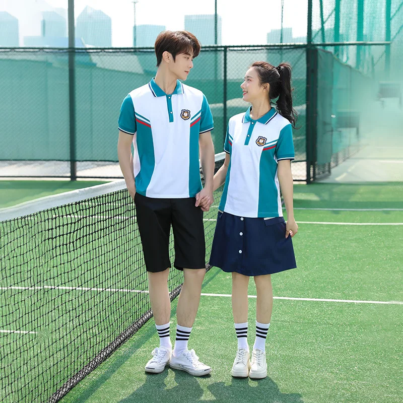 C094 Summer Middle School Uniform Set Fashionable College Style Sportswear Spring Outing Couple Outfit