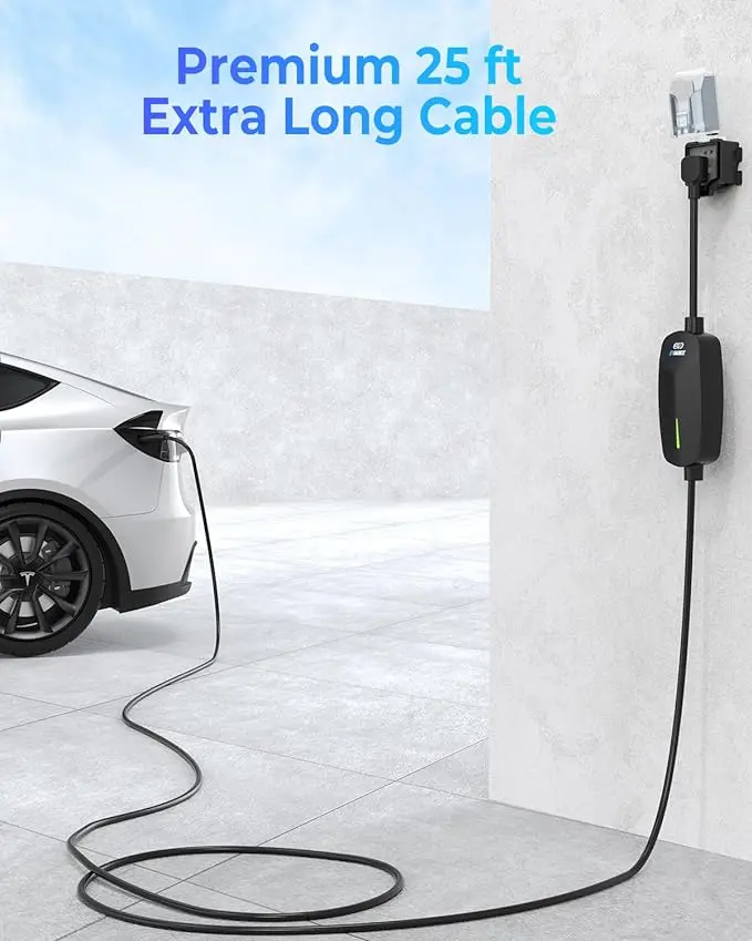 American Standard Tesla 7kw single phase 32A  portable ev charger with  Indicator and blue cee socket