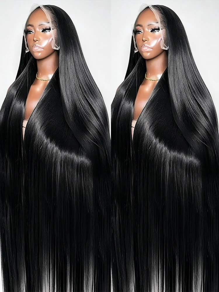 300 High Density 13x4 13x6 HD Transparent Bone Straight Wigs 46 Inches Pre Plucked Baby Hair 360 Full Lace Front Wigs 100% Human Hair Wigs Brazilian Frontal Wigs For Women