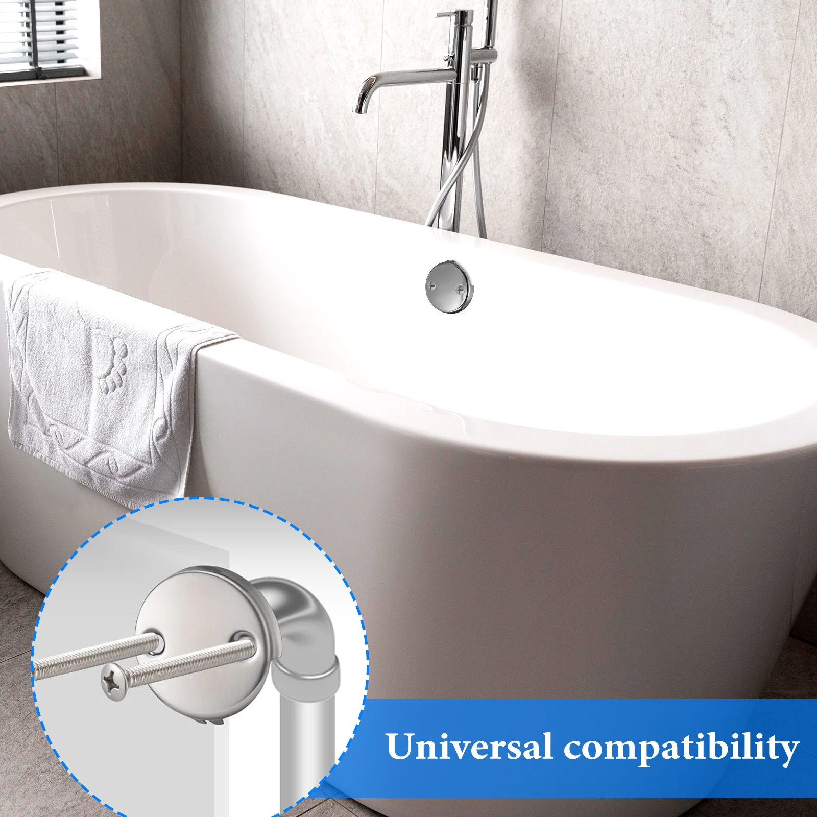 1Set Bad Afvoer Kit Dual Hole Overloop Plaat Universele Bad Stopper Badkamer Afvoer Vervanging Metalen Plug Blocker