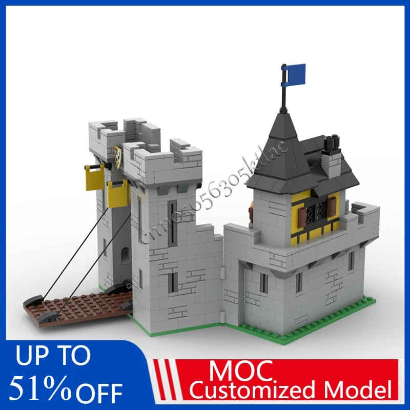 593PCS Personalizzato MOC Castello Medievale Fortezza del Falcon Nero Blocchi di Costruzione di Modello Mattoni Creativi FAI DA TE Assemblaggio Giocattolo Regali di Festa
