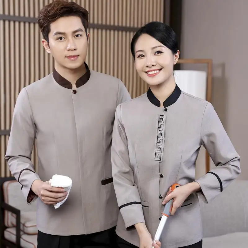 호텔 룸 청소 유니폼 긴 소매 가을 겨울 복장 쇼핑몰 커뮤니티 프로퍼티 클리너 병원 여성 청소 작업복