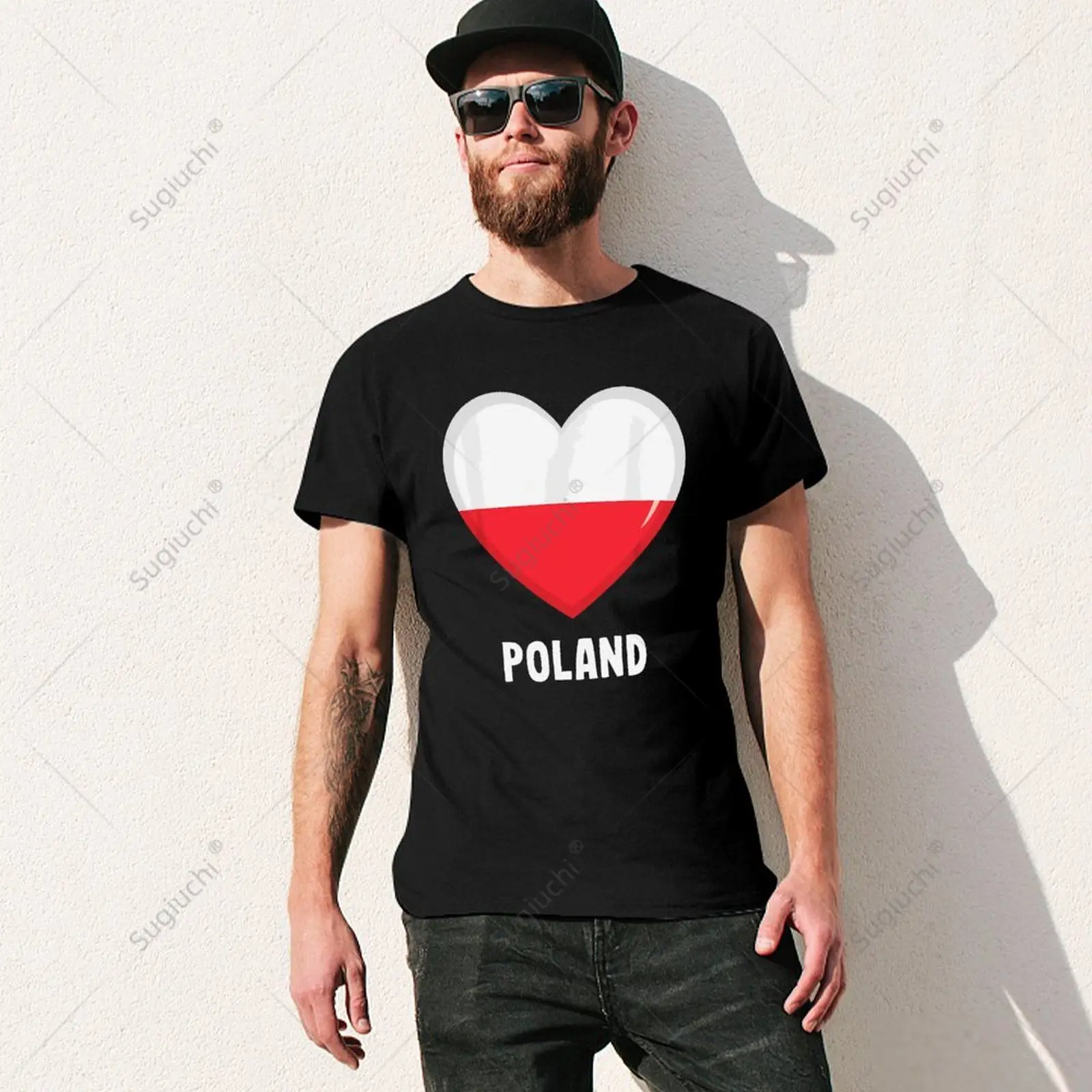 Unisex Men Poland Polska Polish Love Heart Tshirt Tees T Shirts Women Boys 100% Cotton T-Shirt