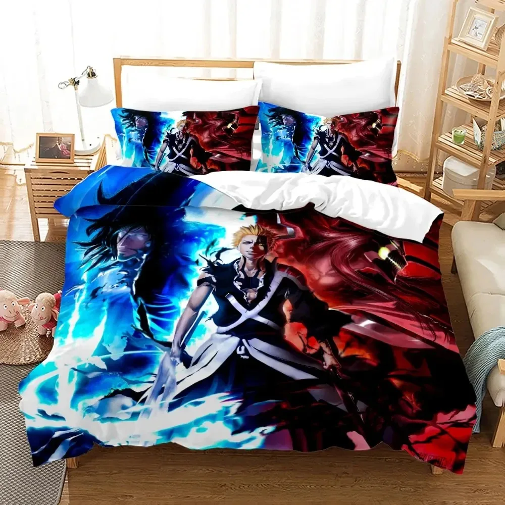 Anime Bleach Kurosaki Ichigo Bedding Set Double Twin King Duvet Cover Comforter Pillowcase Boys Girls Adults Bedroom