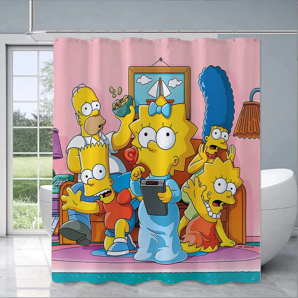 Cartoon Homer S-simpson Famil Shower Curtain Waterproof Polyester Fabric Paint Colorful Bath Curtains Bathroom Curtain With Hook