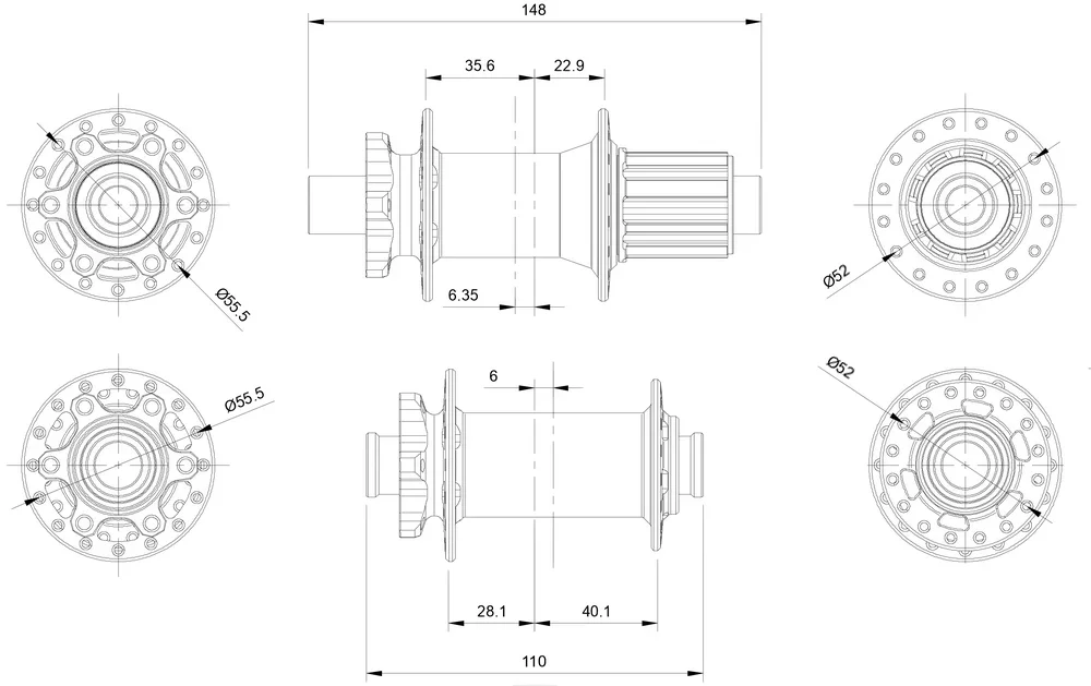 KOCEVLO M370 MTB Boost-Nabe 36T Ratchet-Nabe 32H 6-Bolzen für HG SRAM XD Micro Spline 12-Gang-Naben 15x110/148x12mm – Detail 2