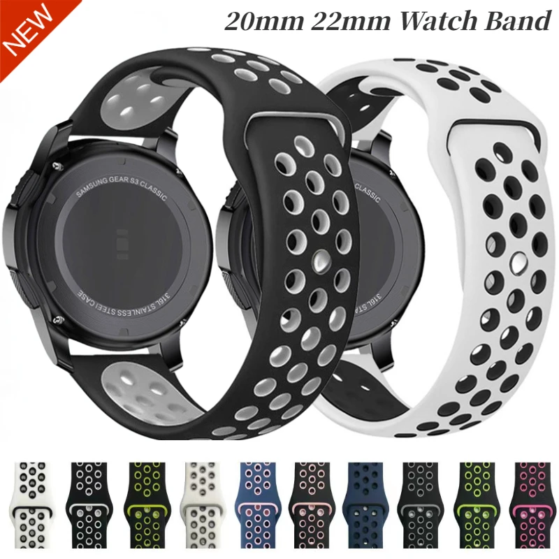 

20mm/22mm Silicone strap For Samsung Galaxy Watch 5/4/3/Huawei Watch 4/3/GT3 Sports Breathable Bracelet Amazfit GTR/Active band