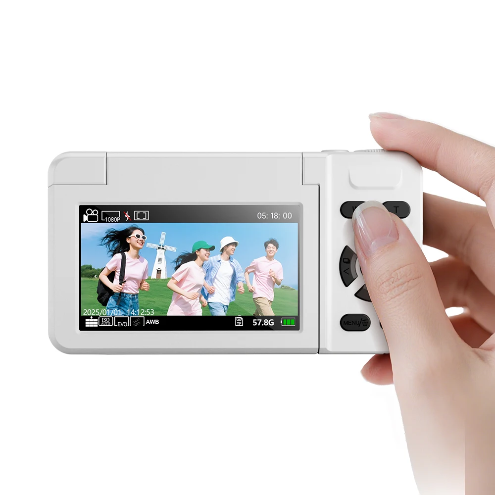 64G Famue FC02 64MP Student Digital Camera - 4K Video, 18X Optical Zoom, CCD Sensor, Beauty Mode, Li-Battery, Perfect Gift White