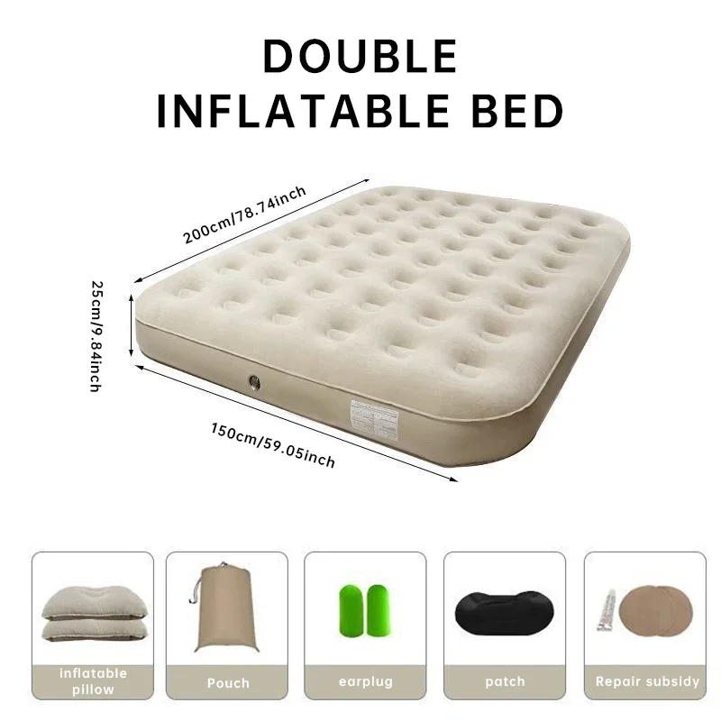 Self-Inflating Camping Mat, Portable Thickened Air Mattress for Outdoor Hiking & Home Guest Use, Compact Roll-Up Design