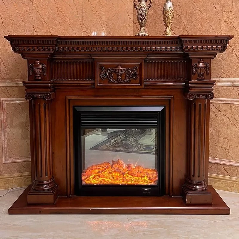 

Электрический камин с декоративным огнем и имитацией дров из массива дерева