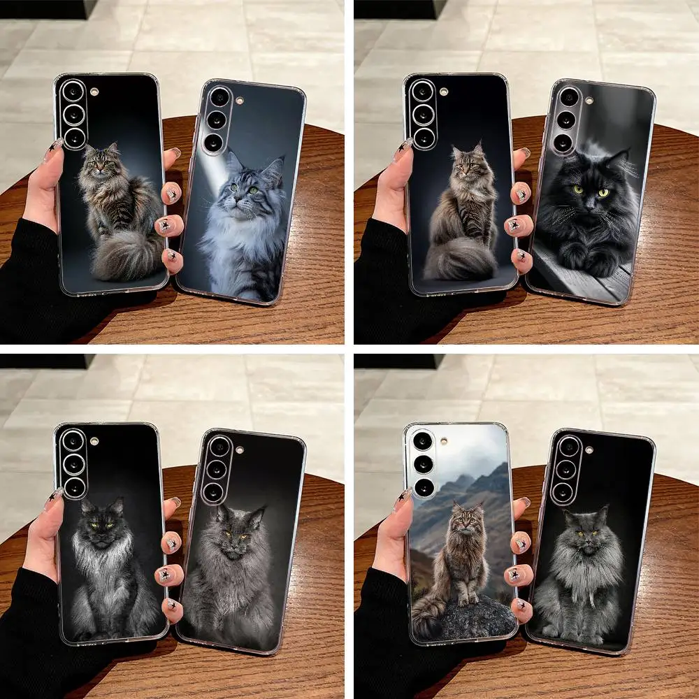 

Majestic -Cute Maine Coon Clear Phone Case for Samsung Galaxy A71, A70, A52, A51, A40, A30
