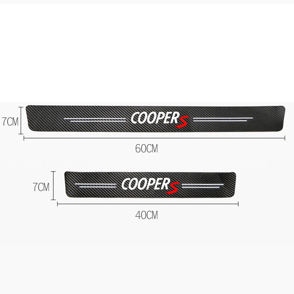 4Pcs Car Stickers Threshold Strip Carbon Fiber Interior Decoration for Mini Cooper One S JCW R55 R56 R58 R59 R60 F56 F60