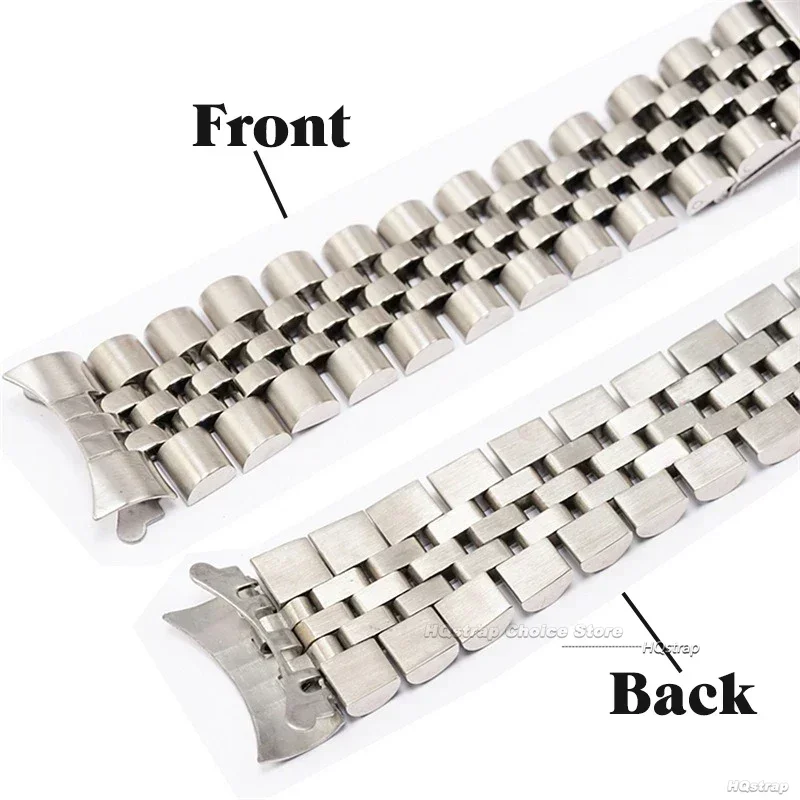 18 19 20 21 22mm Curved End Metal Strap for Rolex DATEJUST Watchbands Solid Stainless Steel Band Men Bracelet Business Bands