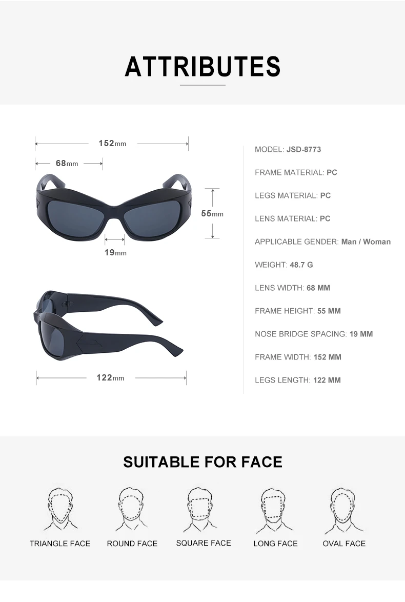 Cyber Y2K Punk Sonnenbrille für Damen und Herren, Sportliche Eckige Sonnenbrille für Damen 2026, Luxusmarke Steampunk Silberne Brillen UV400-Schutz – Detail 17