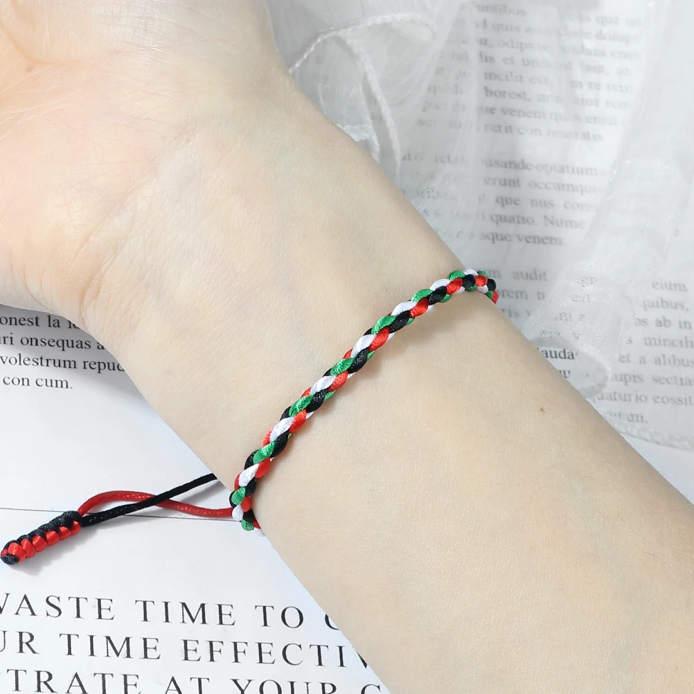 Palestine National Flag Bracelets Women Men Woven Rope Thread Adjustable Bracelets Country State Jewelry Christmas Patriot Gifts - view 2