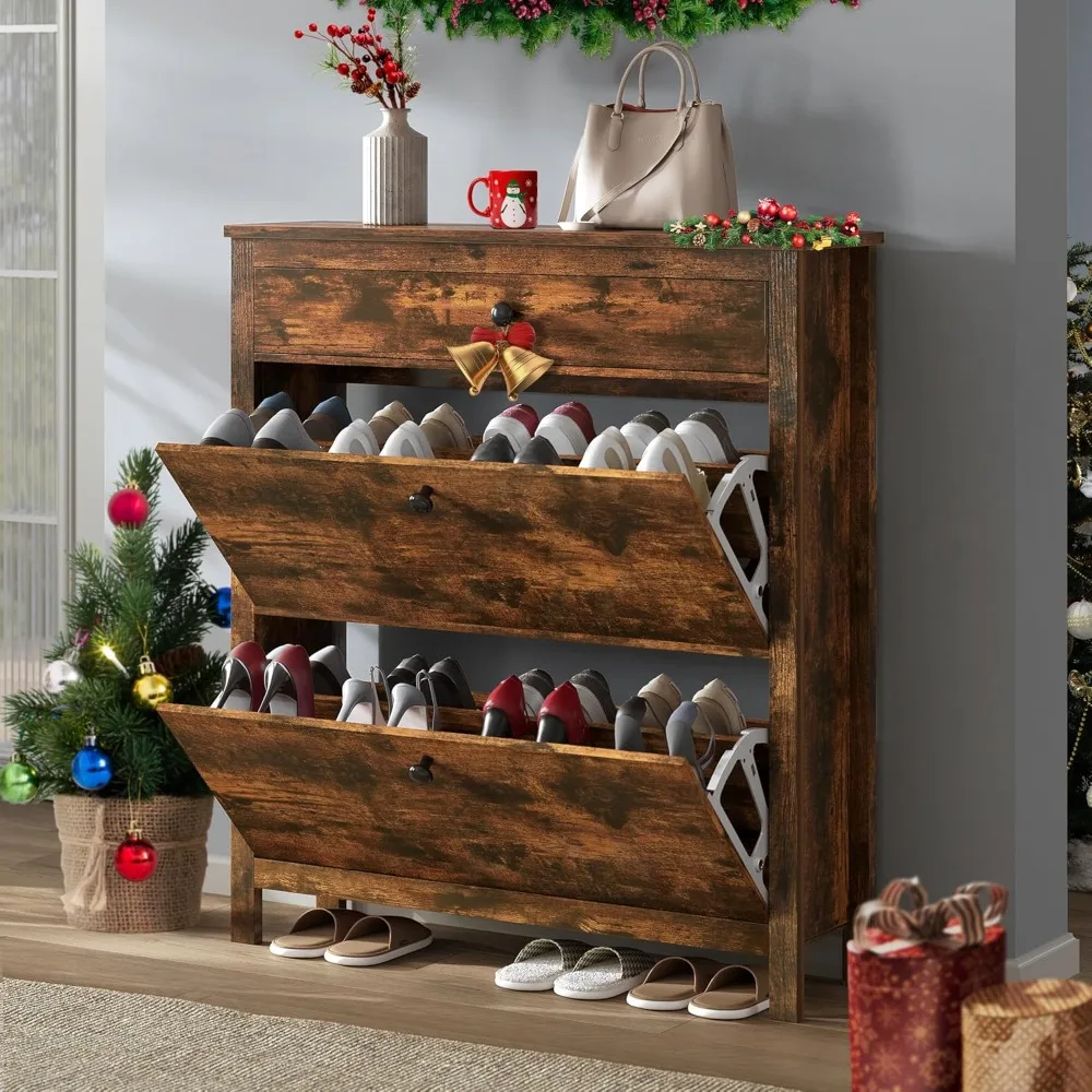 

Adjustable or Removable Hidden Shoe Rack Free Standing Shoe Cabinet Organizer for Entryway/Hallway