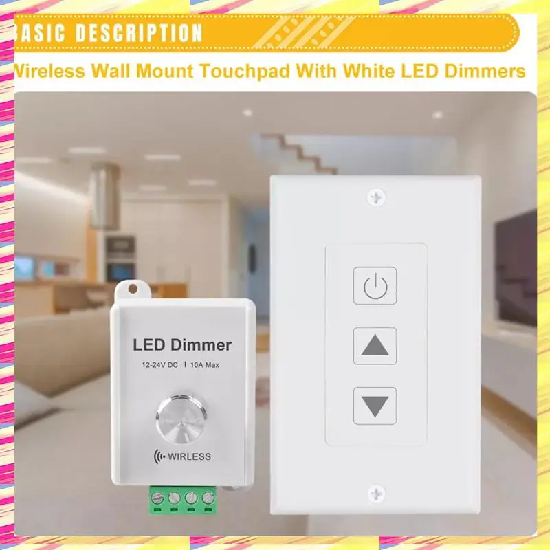 ABJJ DC12V-24V 10A Wireless LED Strip Dimmer With Touch Remote For Single Color LED Strip