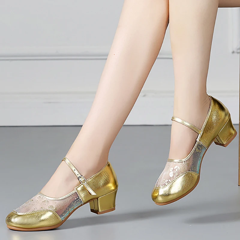 

New Women's Adult Soft Bottom Square Dance Shoes Silver Special Dance Shoes Fashionable and Comfortable Social Dance Shoes