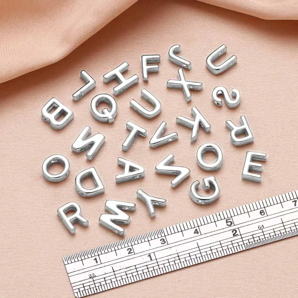 OCESRIO Silver Color Mini 26 Letters Charms for Bracelet Copper Platinum Plated Initial Name accesorios de joyería chma294