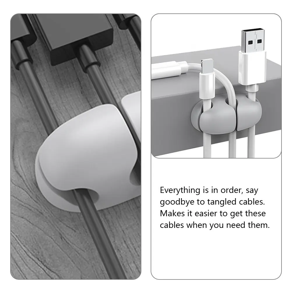 6Pcs Desktop Cable Organizer Cord Keeper Adhesive Cable Holder for USB Charging Power Headphone Cords Space Saving Compact