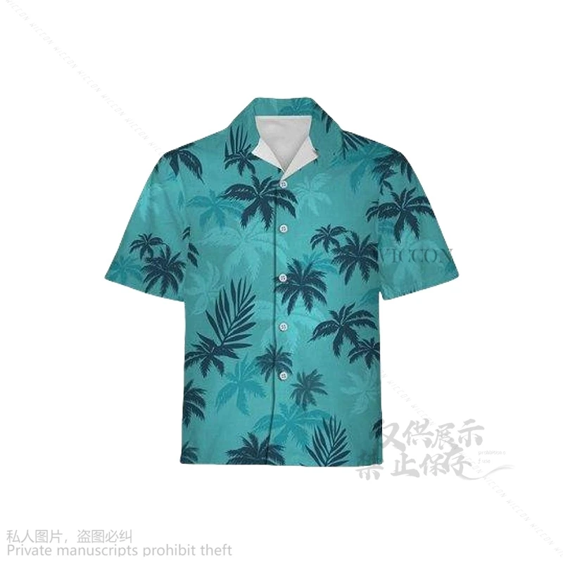 Summer Top Anime Tommy Cosplay Costume Vercetti Grand Auto Protagonist Player Coast Style Beach Blue T Shirt Halloween Green