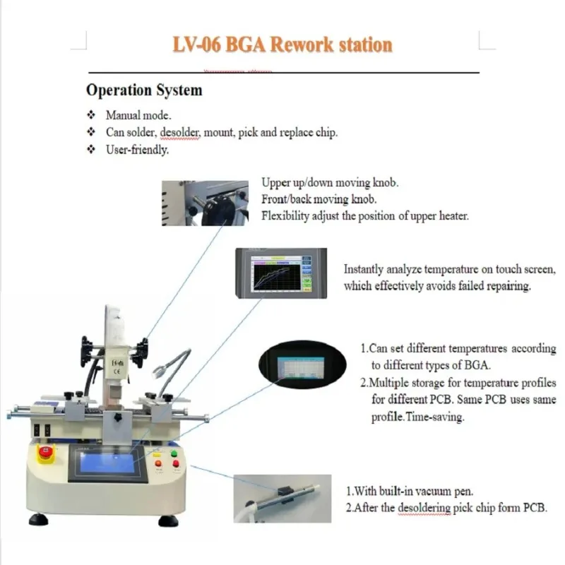 LV-06 Automatic BGA Repair Machine SMD CPU IC Chip Mould PCB Welding Equipment with Motor Core Components for Industrial Use